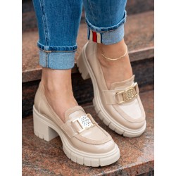 WYGODNE LEKKIE MOKASYNY BEŻOWE Z EKOSKÓRY