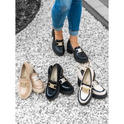 WYGODNE LEKKIE MOKASYNY BEŻOWE Z EKOSKÓRY