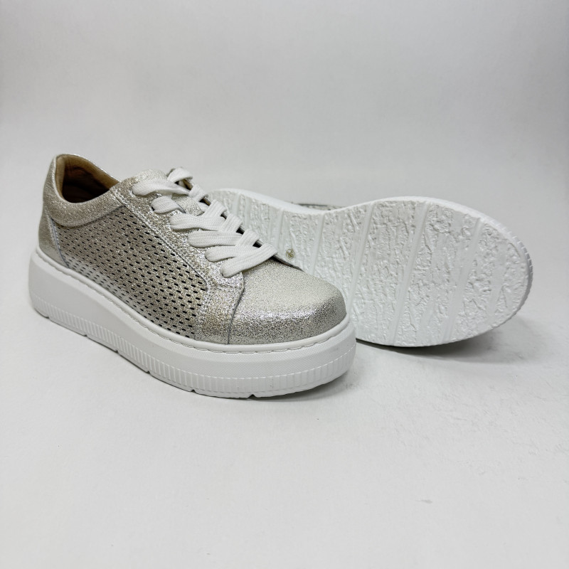 Srebrne sneakersy NOVO na platformie