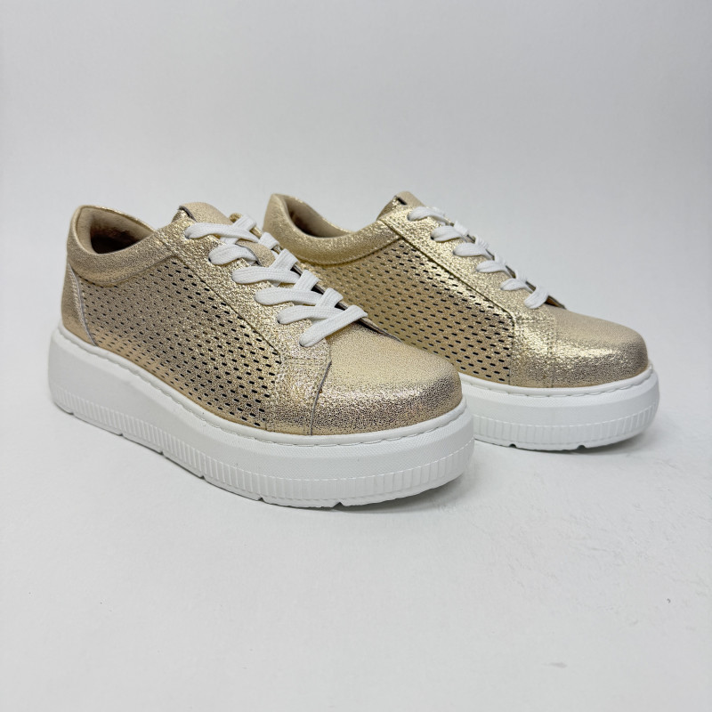 Złote sneakersy NOVO na platformie